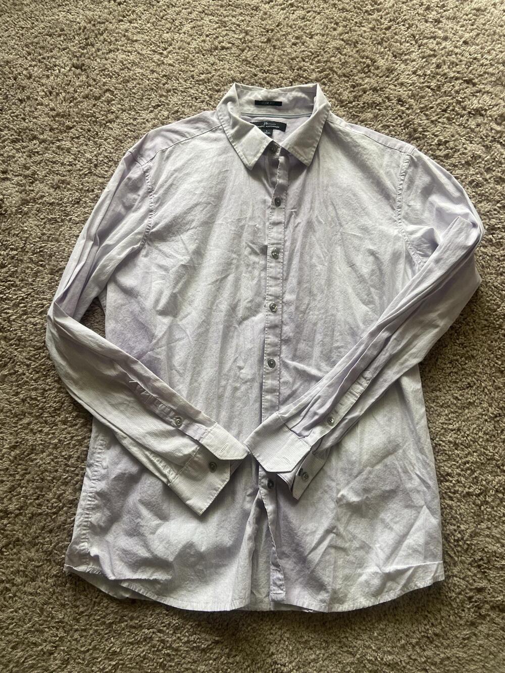 Marc Anthony Shirt Mens Large Purple Check Slim Fit Dress Long Sleeve Woven